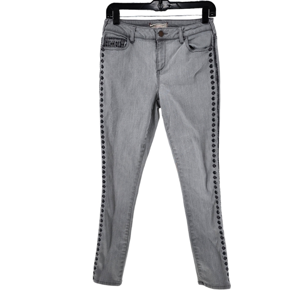 Sundance Women's Light Gray Embroidered Skinny Jean